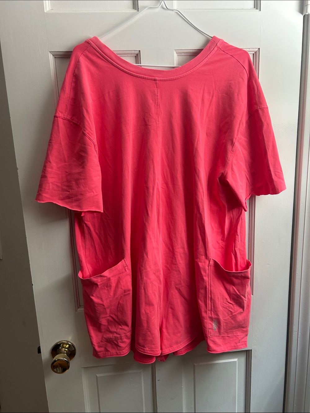 Free people hot shot romper Neon Pink Short-Sleeve Pocket Tunic